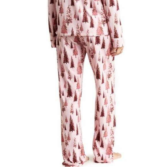PJ Salvage Blush Trees Jersey Pajamas 2 PC Set Top & Pants Pink Size XL NEW - Picture 2 of 5